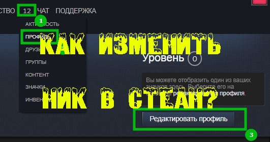 Как изменить ник в steam?